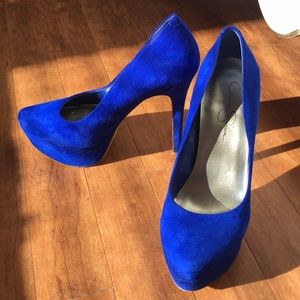Jessica Simpson blue suede pumps